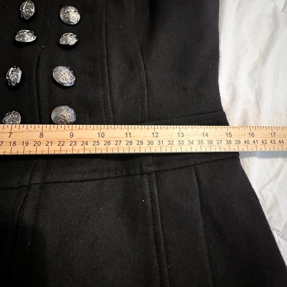 RARE ED HARDY WOOL BLEND MILITARY STEAMPUNK COAT NAVY XS EUC CHAIN EPAULETS - Picture 11 of 15